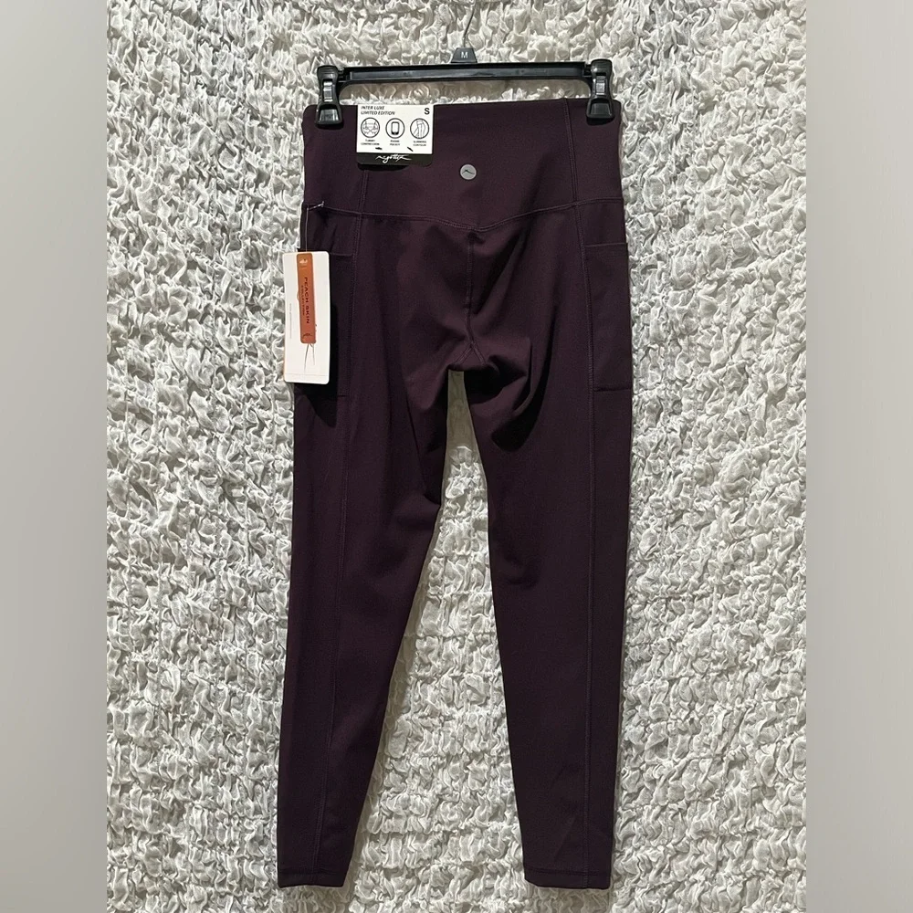 X BY GOTTEX Chic Plum High-Waisted Leggings, PEACH SKIN COLLECTION, SIZE S